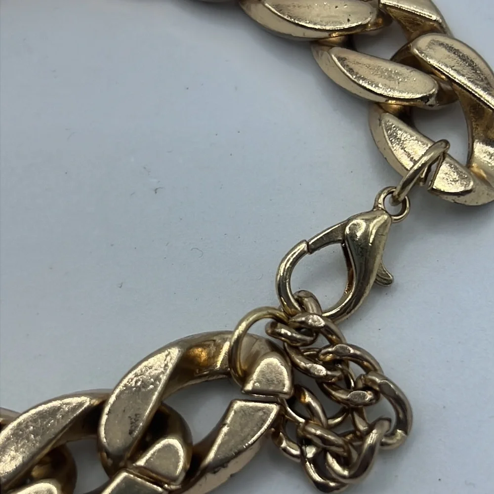 Men Cuban chain bracelet gold with rhinestones